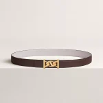 My H belt buckle & Reversible leather strap 24 mm